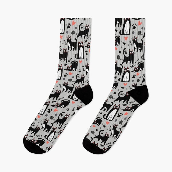 Item preview, Cute Black Cat Seamless Pattern On A Light Gray designed and sold by Doodle Moon Studios.