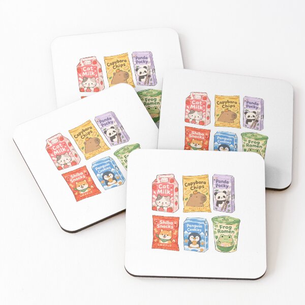 Item preview, Cute Kawaii Animal Stickers – Funny Cat Milk, Capybara, Panda, Penguin Cookies & Frog Ramen designed and sold by StickerJas.