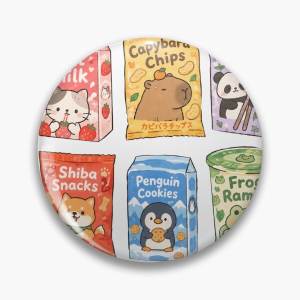 Item preview, Cute Kawaii Animal Stickers – Funny Cat Milk, Capybara, Panda, Penguin Cookies & Frog Ramen designed and sold by StickerJas.