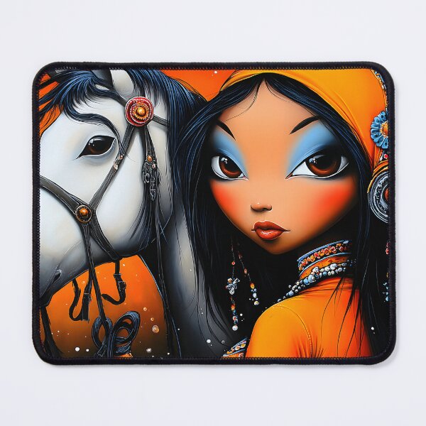 Item preview, Enchanting Young Woman with Horse in Abstract Art designed and sold by Artessie.