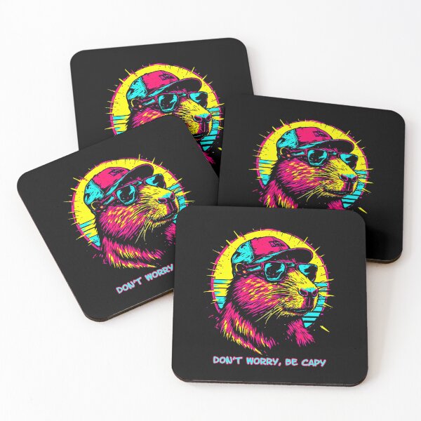 Item preview, Retro Neon Capybara Dont Worry Be Capy designed and sold by AurossaDesign.