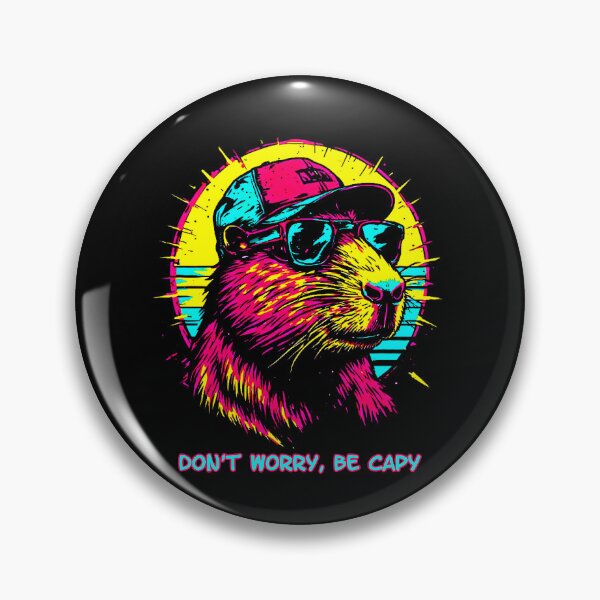 Item preview, Retro Neon Capybara Dont Worry Be Capy designed and sold by AurossaDesign.