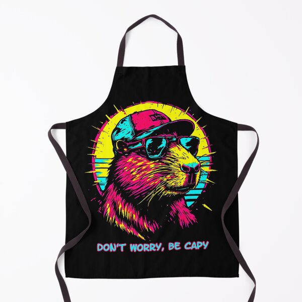 Item preview, Retro Neon Capybara Dont Worry Be Capy designed and sold by AurossaDesign.