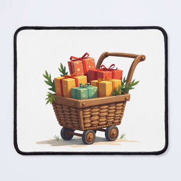 Item preview, Whimsical Christmas Post Office – Wicker Parcel Trolly designed and sold by ArtemisEutopia.