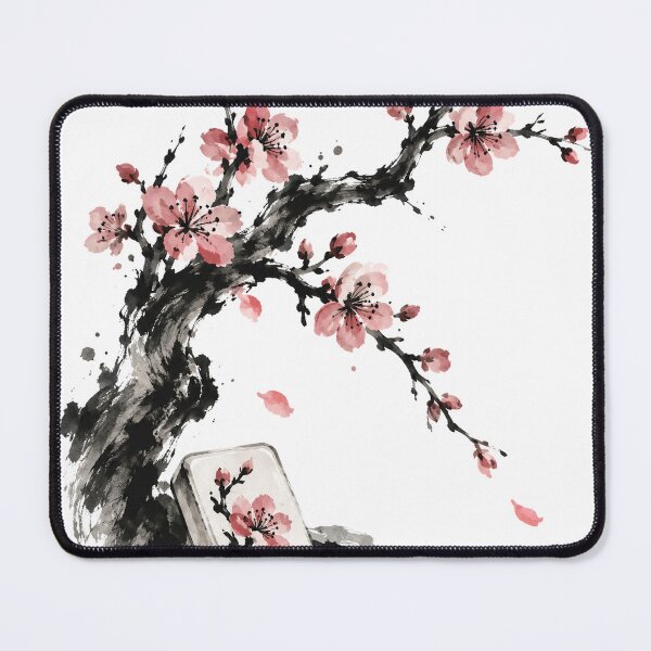 Item preview, Plum Blossom Mahjong Tile Ink Wash Painting designed and sold by ANITYSTORES.