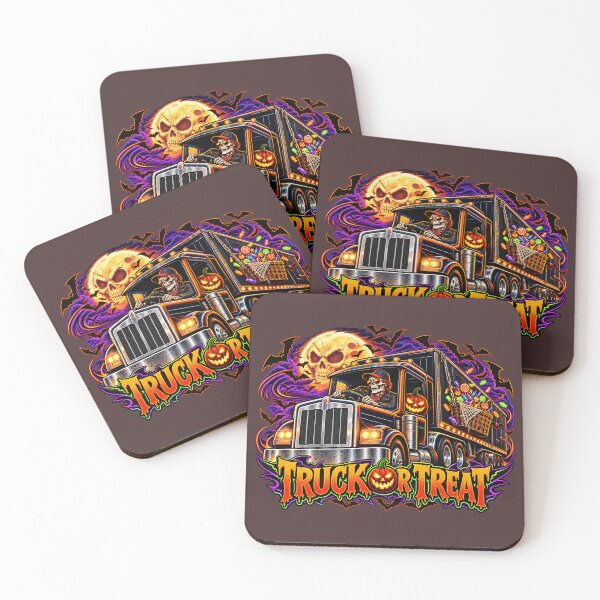 Item preview, Truck Or Treat - Halloween Skeleton Driver Semi Truck Candy Art designed and sold by NomadForge.