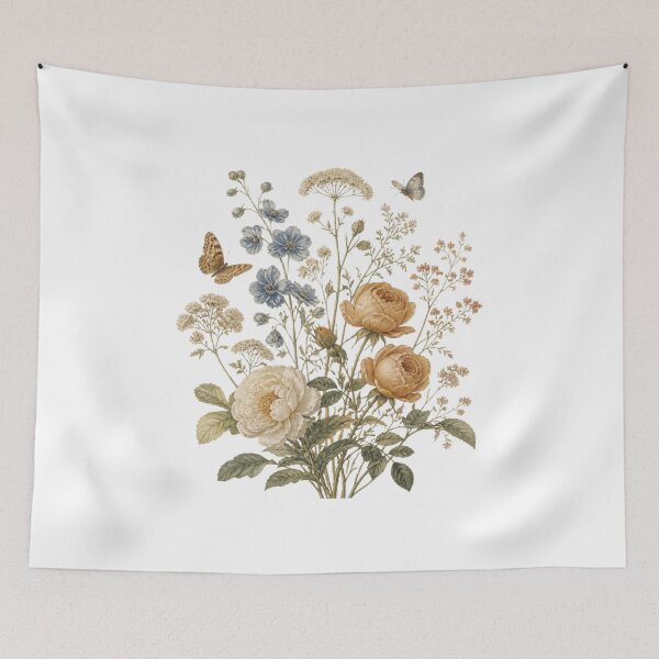 Item preview, Vintage Cottagecore Floral Bouquet with Butterflies designed and sold by VaneDesings.