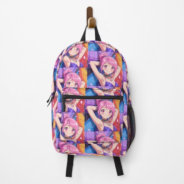 Item preview, Cute pinup of a Anime manga illustrated girl resting by a wall with her hands behind her head vibrant artwork design designed and sold by Vintage Designs +.