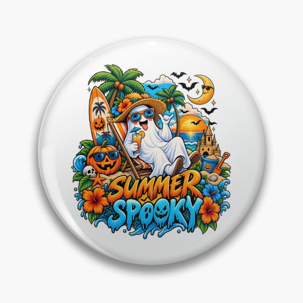 Item preview, Summer Spooky Ghost Halloween Beach Vacation Pumpkin Surfing designed and sold by Rtcraftani.
