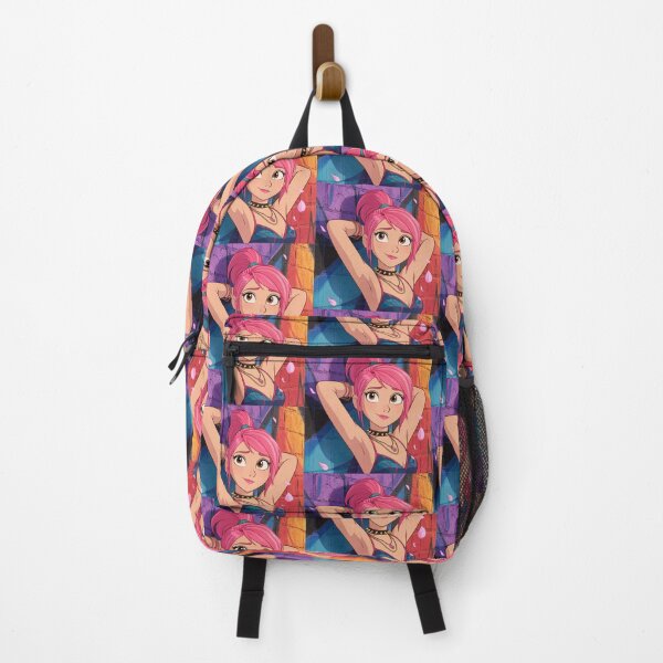 Item preview, Cute pinup of a Anime manga illustrated girl resting by a wall with her hands behind her head vibrant artwork design designed and sold by Vintage Designs +.