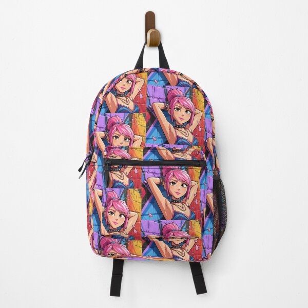 Item preview, Cute pinup of a Anime manga illustrated girl resting by a wall with her hands behind her head vibrant artwork design designed and sold by Vintage Designs +.