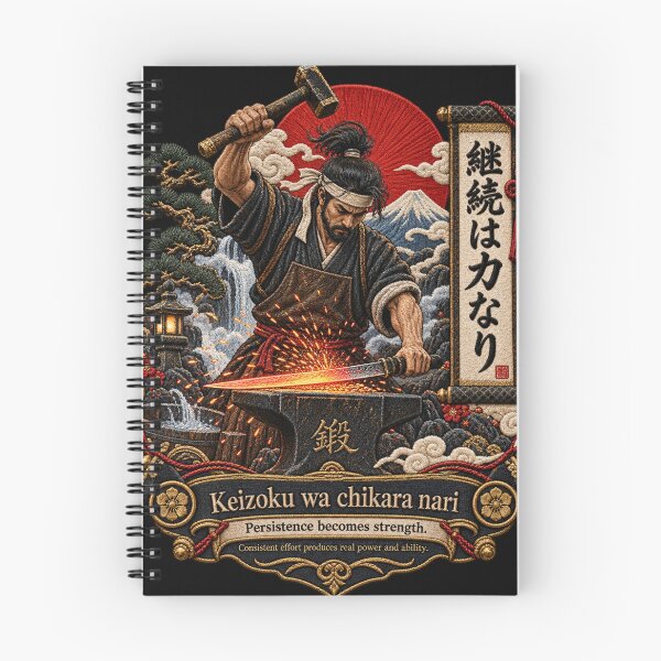 Item preview, Japanese Persistence Proverb Art – Keizoku wa Chikara Nari Swordsmith Embroidery designed and sold by Emoji Emblems.