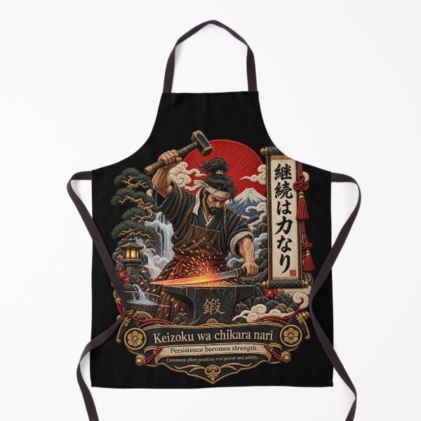 Item preview, Japanese Persistence Proverb Art – Keizoku wa Chikara Nari Swordsmith Embroidery designed and sold by Emoji Emblems.