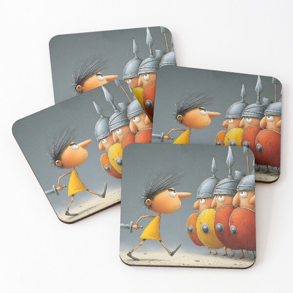 Item preview, Brave Child Confronts Armored Soldiers Illustration designed and sold by Artessie.