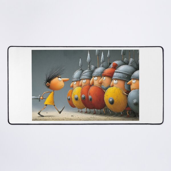 Item preview, Brave Child Confronts Armored Soldiers Illustration designed and sold by Artessie.