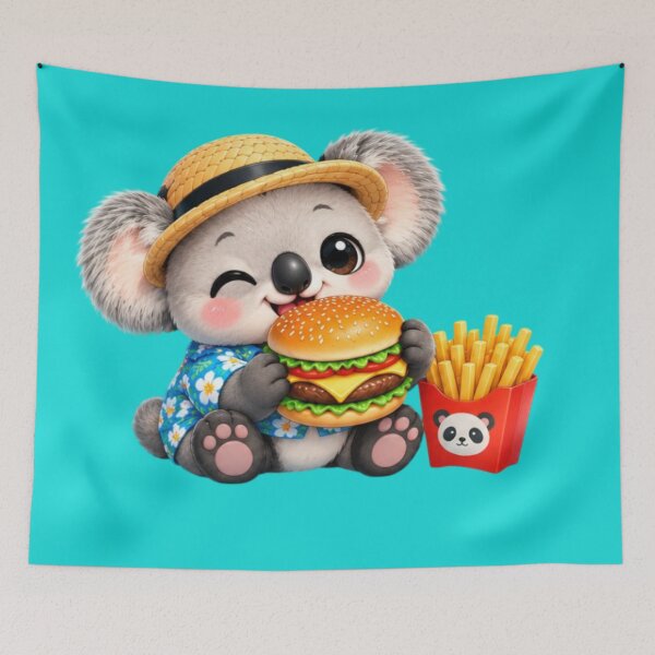 Item preview, Kawaii Koala Eating Burger – Cute Foodie Koala designed and sold by MushArtist.