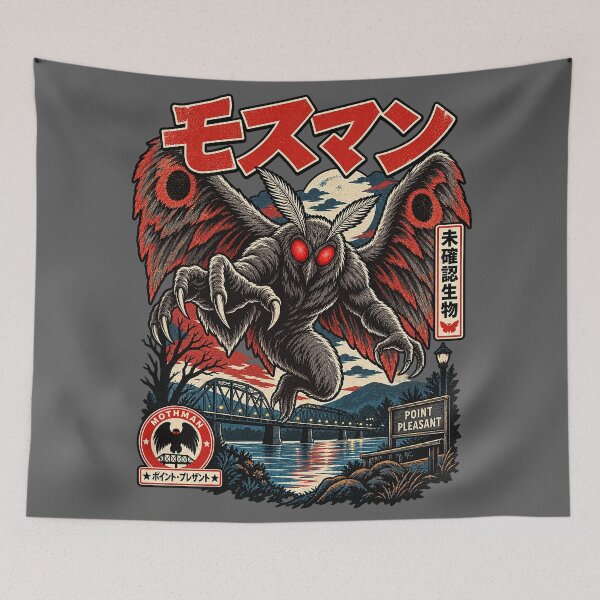 Item preview, Mothman Point Pleasant – Retro Japanese Cryptid Horror designed and sold by ElizBurkes.