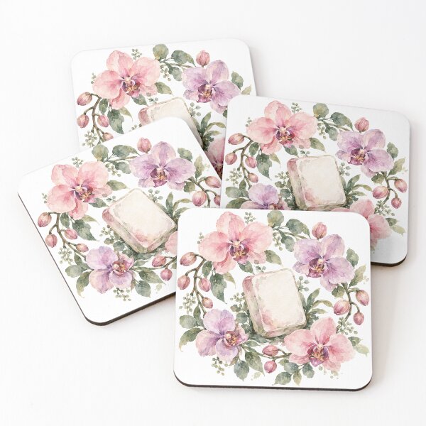 Item preview, Orchid Wreath Mahjong Tile Watercolor Illustration designed and sold by ANITYSTORES.
