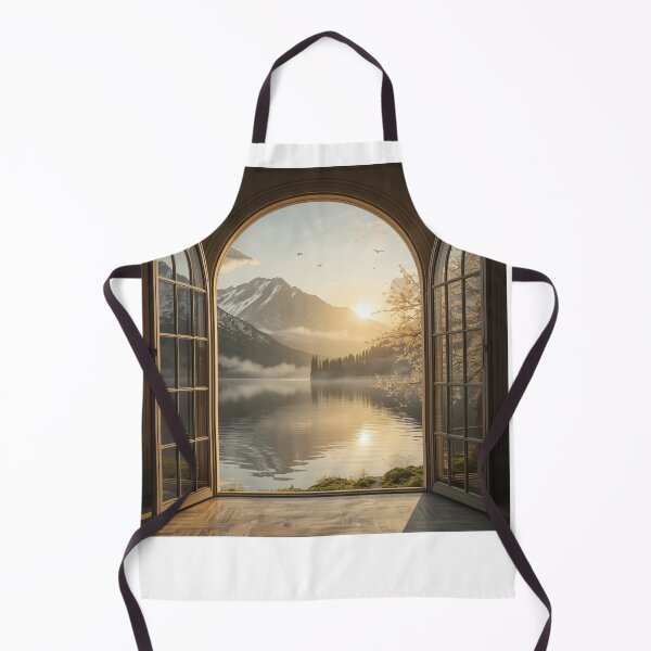 Item preview, Serene Sunrise Over Mountain Lake - Open Window Arch View designed and sold by PrintWavePro.