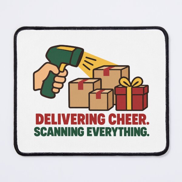 Item preview, Delivering Cheer Scanning Everything Delivery Worker designed and sold by DreamLayerStudio.