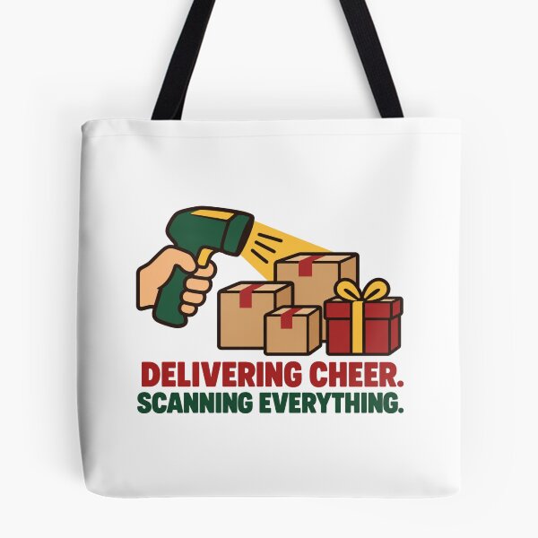 Item preview, Delivering Cheer Scanning Everything Delivery Worker designed and sold by DreamLayerStudio.