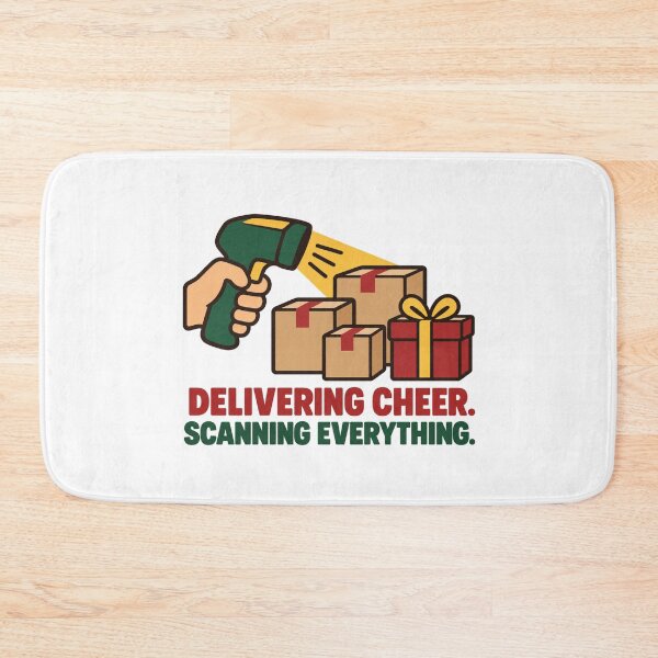 Item preview, Delivering Cheer Scanning Everything Delivery Worker designed and sold by DreamLayerStudio.