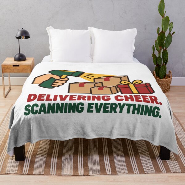 Item preview, Delivering Cheer Scanning Everything Delivery Worker designed and sold by DreamLayerStudio.