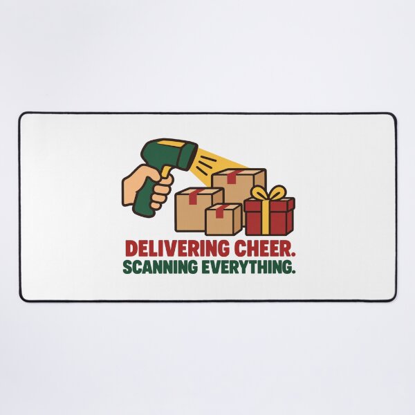Item preview, Delivering Cheer Scanning Everything Delivery Worker designed and sold by DreamLayerStudio.