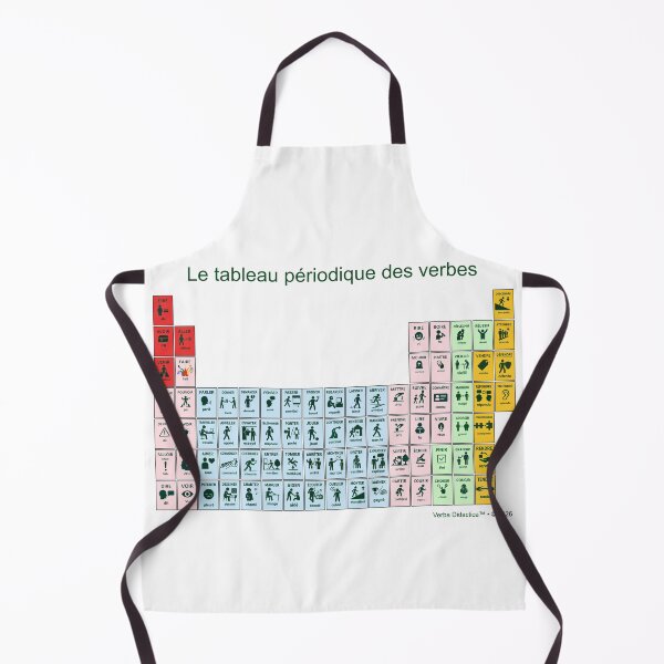 Item preview, French playful visual periodic table of verbs - green letters designed and sold by VerbaDidactica.