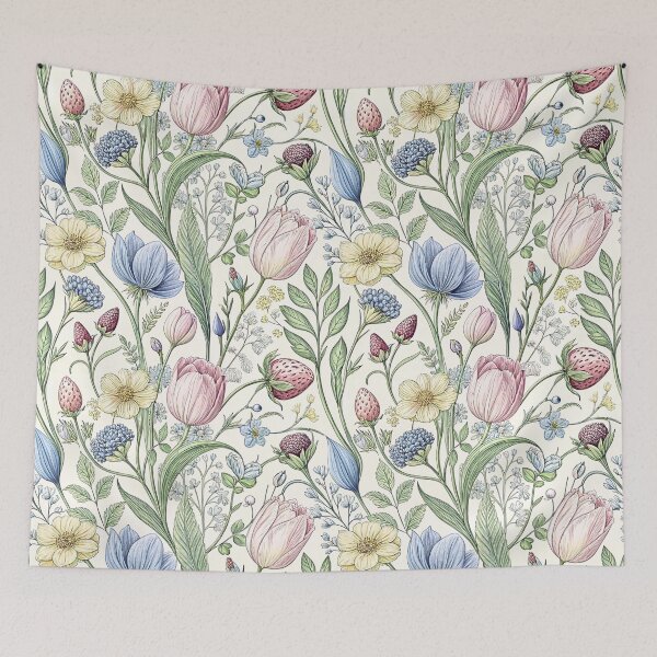 Item preview, Pastel Tulip Strawberry Botanical Pattern designed and sold by Storybook Botanica.