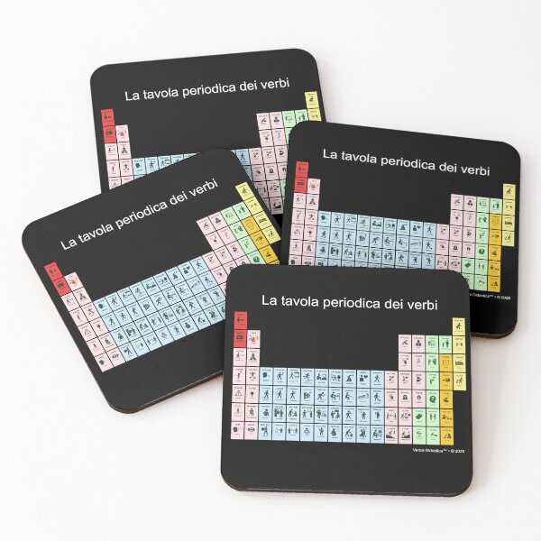 Item preview, Italian playful visual periodic table of verbs - white letters designed and sold by VerbaDidactica.