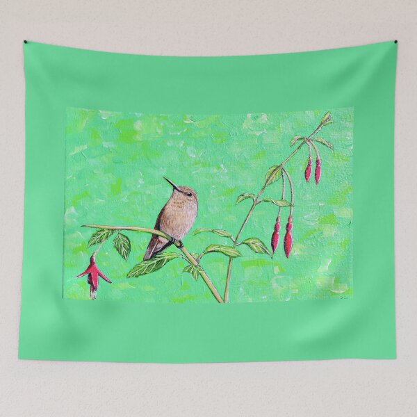 Item preview, Hummingbird Resting on a Fuchsia Painting designed and sold by Art by Kirsten Sneath.
