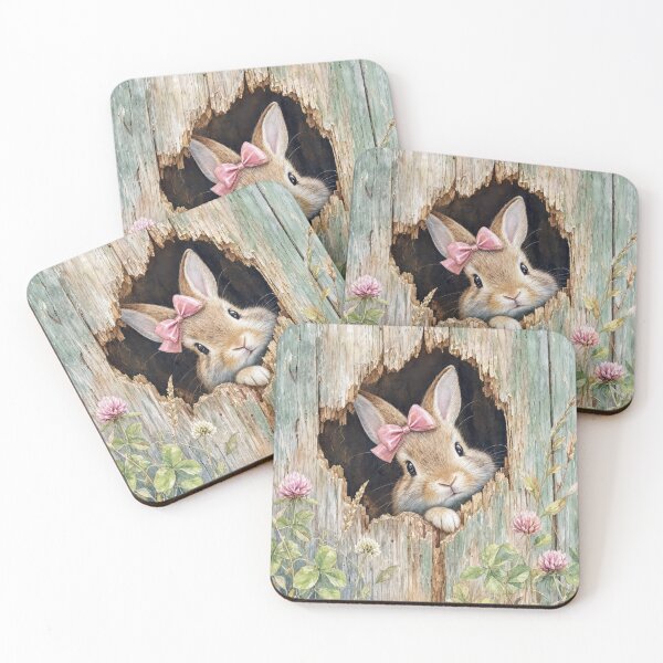 Item preview, Cute Bunny Peeking Through a Fence Hole designed and sold by Maria Dryfhout.