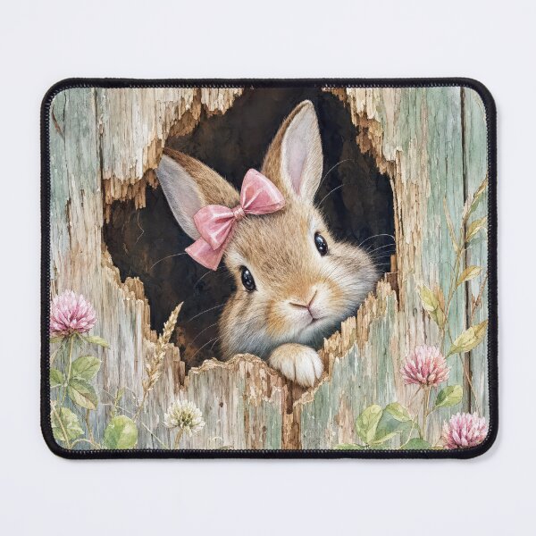 Item preview, Cute Bunny Peeking Through a Fence Hole designed and sold by Maria Dryfhout.