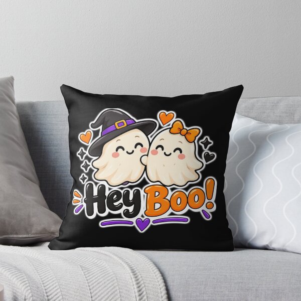 Aperçu de l'œuvre Salut Boo ! Adorable couple de fantômes d'Halloween – Amour Kawaii et Effrayant créée et vendue par LumosArtwork.