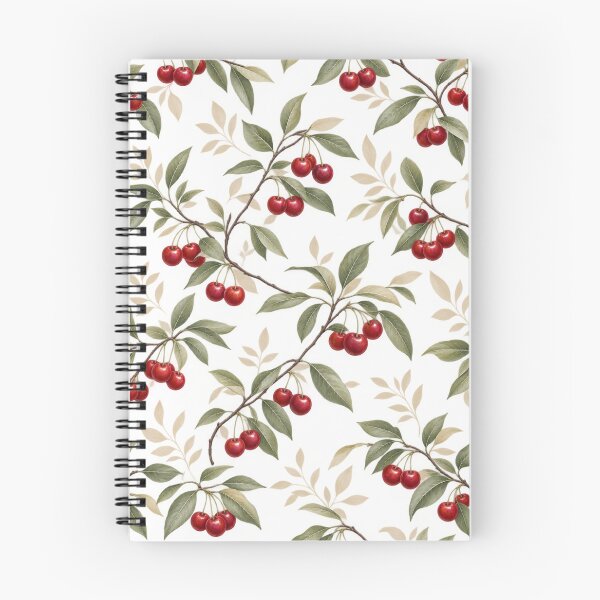 Item preview, Cherry Branch Botanical Pattern – Red Cherries & Sage Green Leaves Seamless Floral Fruit Design designed and sold by MimiSabu.