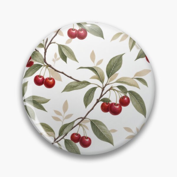 Item preview, Cherry Branch Botanical Pattern – Red Cherries & Sage Green Leaves Seamless Floral Fruit Design designed and sold by MimiSabu.