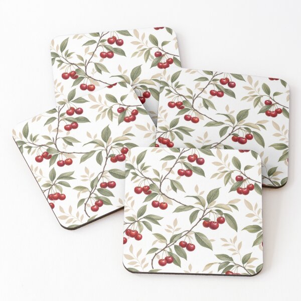 Item preview, Cherry Branch Botanical Pattern – Red Cherries & Sage Green Leaves Seamless Floral Fruit Design designed and sold by MimiSabu.