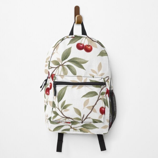 Item preview, Cherry Branch Botanical Pattern – Red Cherries & Sage Green Leaves Seamless Floral Fruit Design designed and sold by MimiSabu.