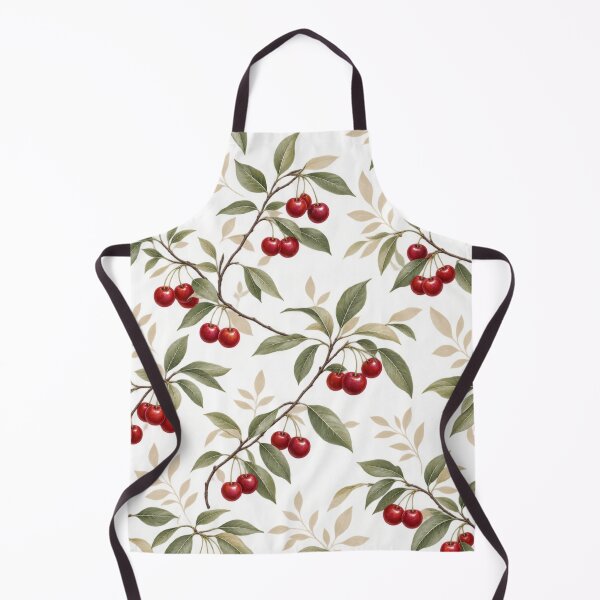 Item preview, Cherry Branch Botanical Pattern – Red Cherries & Sage Green Leaves Seamless Floral Fruit Design designed and sold by MimiSabu.