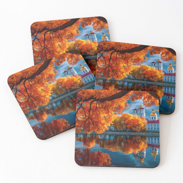 Item preview, Stunning Autumn Reflection Near a Historic Church designed and sold by Artessie.