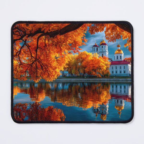 Item preview, Stunning Autumn Reflection Near a Historic Church designed and sold by Artessie.