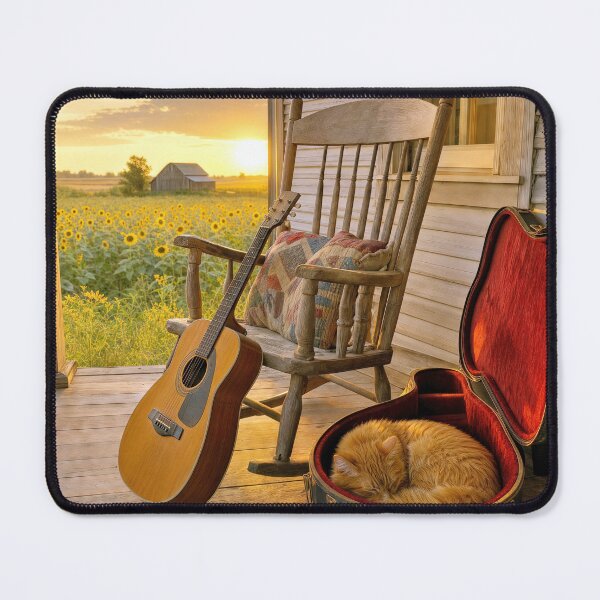 Item preview, Ginger Cat Sleeping in a Guitar Case on Farmhouse Porch designed and sold by Maria Dryfhout.