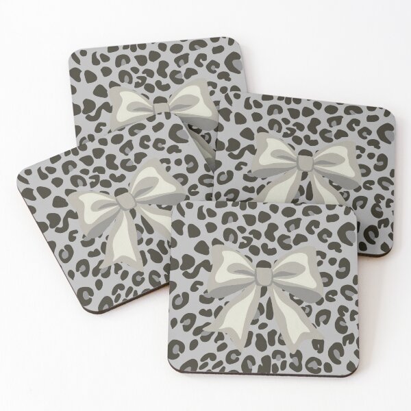 Item preview, Cute Silver Grey Coquette Bow Leopard Print Aesthetic Pattern designed and sold by MayoshaVibes.