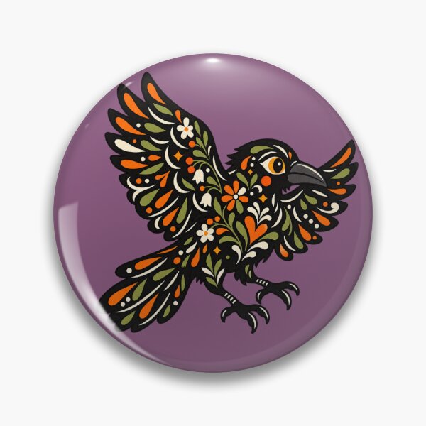Item preview, Floral Folk Art Halloween Raven designed and sold by Everwood Art Studio.