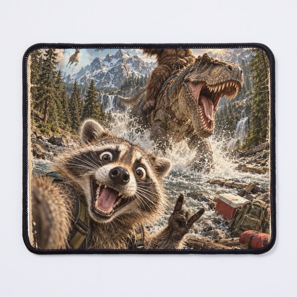 Item preview, Bigfoot Riding T Rex Funny Raccoon Selfie UFO designed and sold by will freed18.