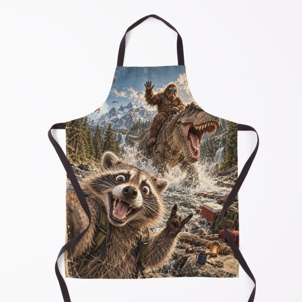 Item preview, Bigfoot Riding T Rex Funny Raccoon Selfie UFO designed and sold by will freed18.