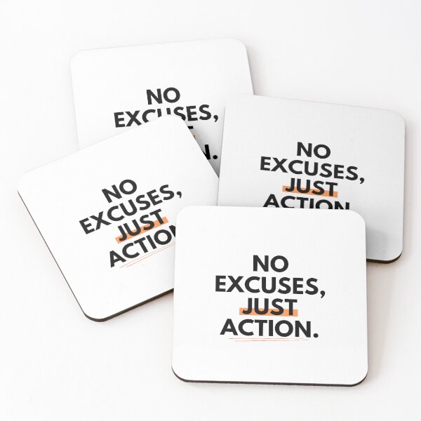 Item preview, No Excuses Just Action Motivational Typography Quote designed and sold by serotonin75114.