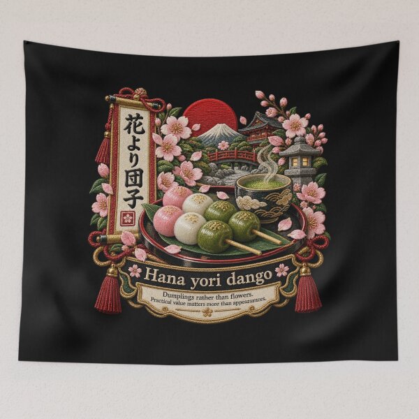Item preview, Japanese Dango Proverb Art – Hana Yori Dango Embroidery Design designed and sold by Emoji Emblems.