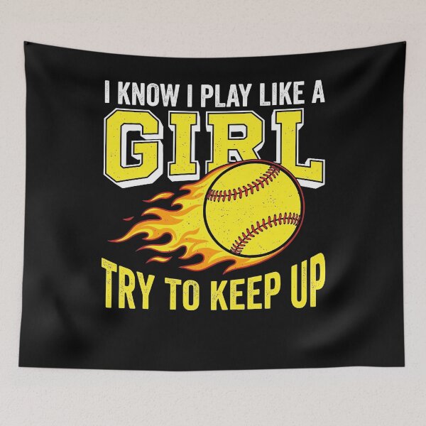 Item preview, Play Like A Girl Balle En Feu Softball Baseball designed and sold by MizoX7.